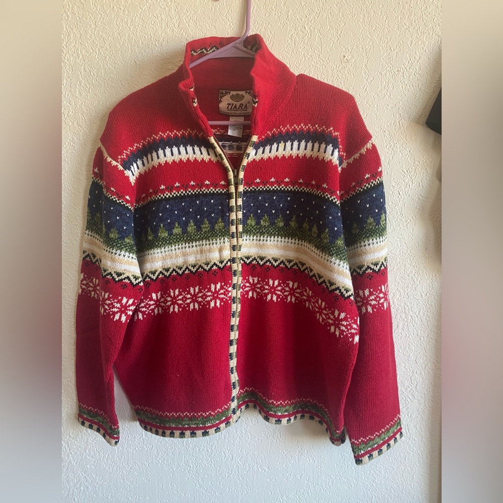 Holiday Cardigan “Ugly Sweater” Sz M 2000 Tiara